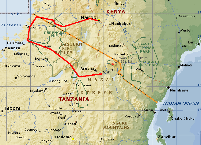 Kenia en Tanzania safari