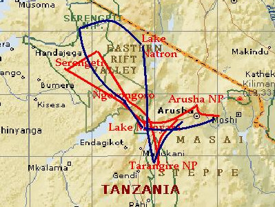 safari Tanzania routes